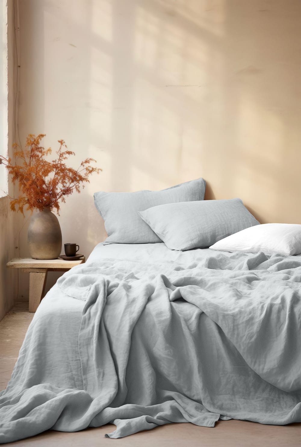 Drap housse 160x200+30 gaze de coton gris glacier