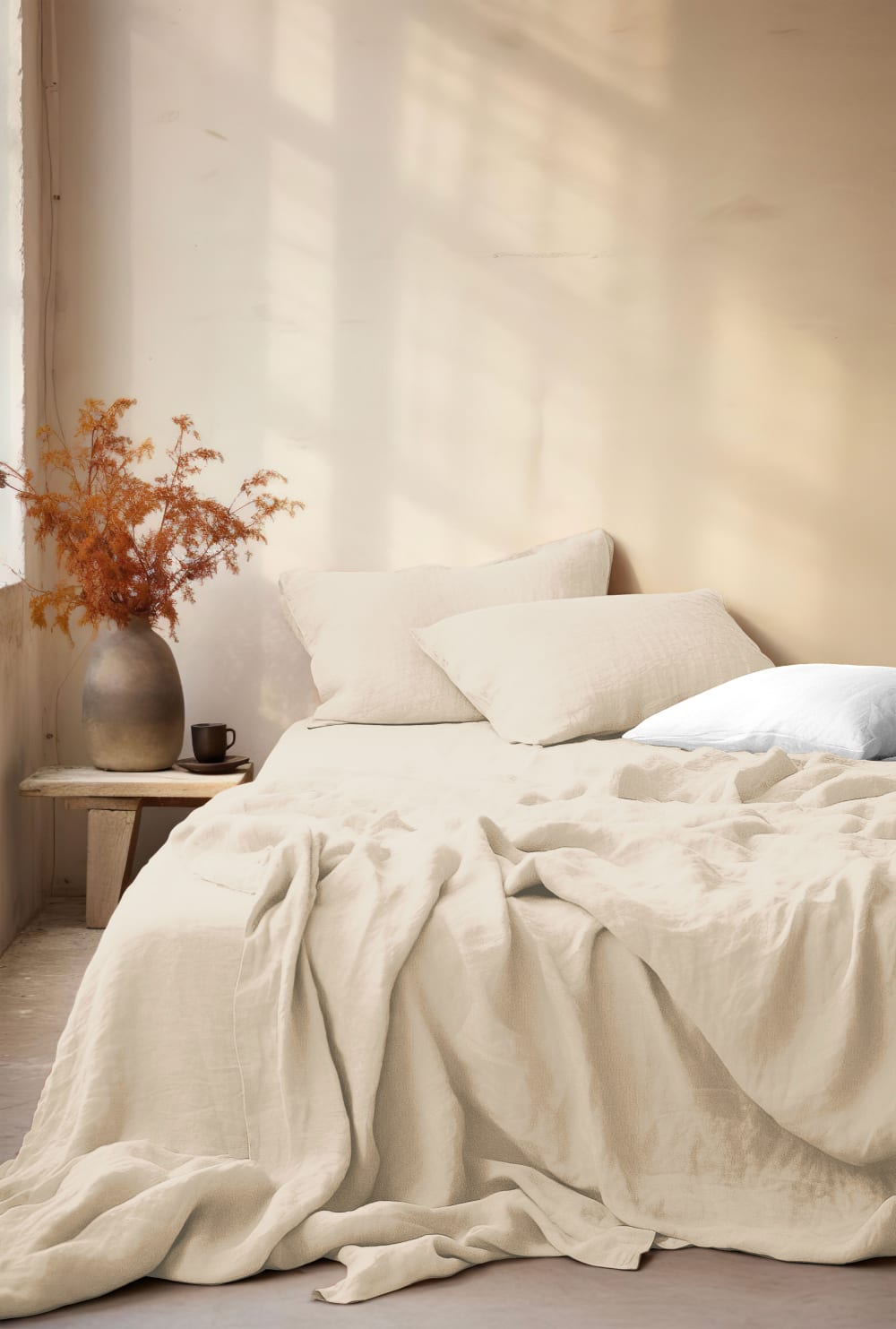 drap housse 160x200+30 gaze de coton beige butternut