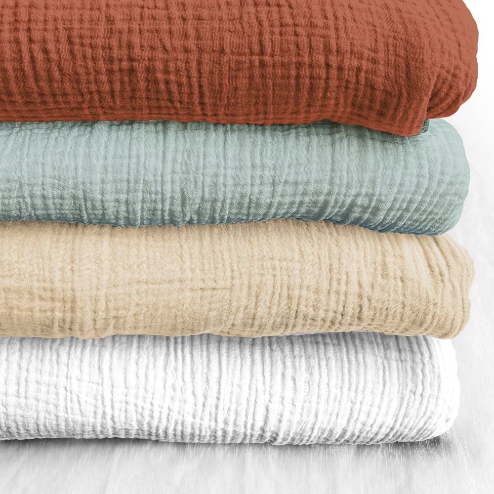 drap housse 160x200+30 gaze de coton beige butternut — vue 4