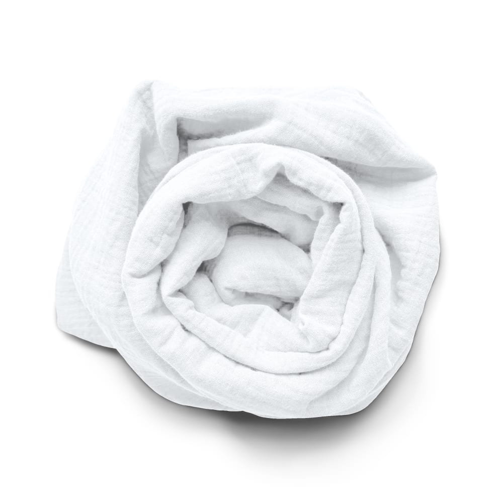 Drap housse 160x200+30 cm en gaze de coton blanc himalaya