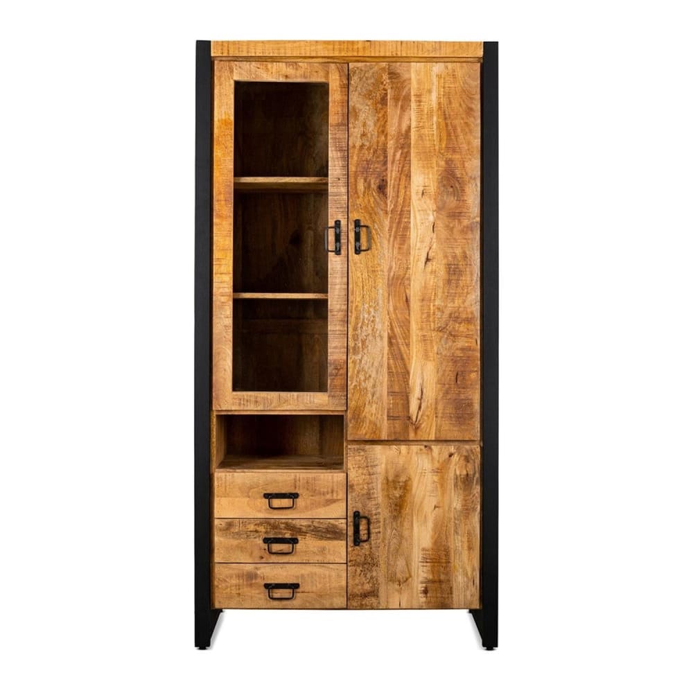 Benoa Vitrinenschrank mit Glastür links, natur Braun Holz