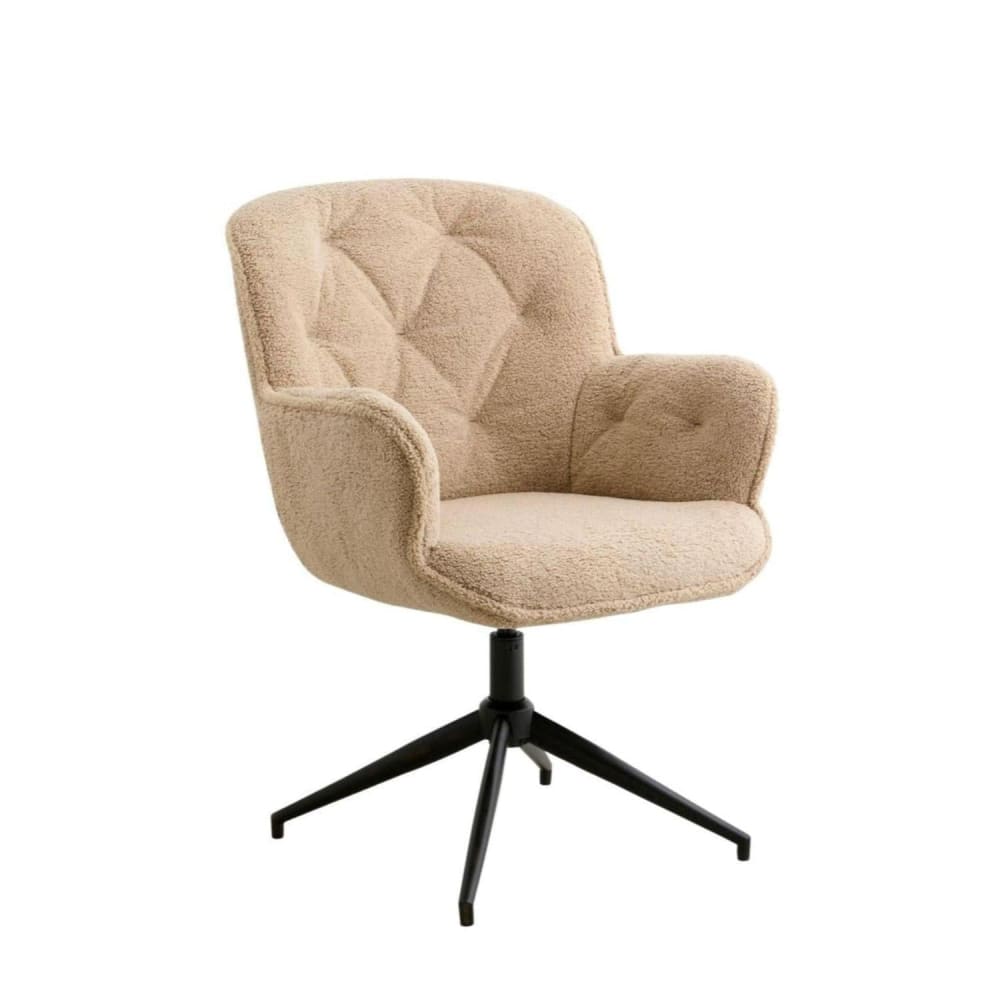 Nordal Bürostuhl LEA aus Bouclé, beige Braun Metall