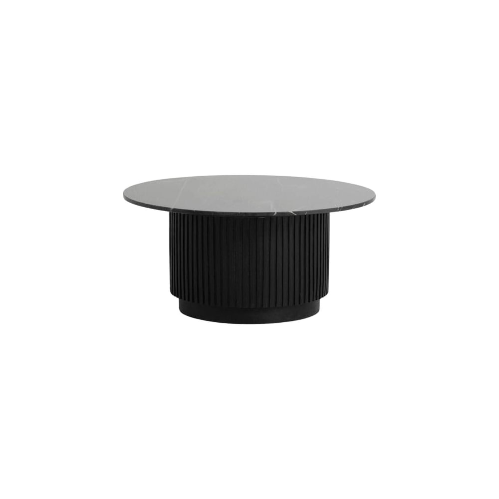 Nordal Couchtisch ERIE Ø90cm aus Marmor, Schwarz Schwarz Holz