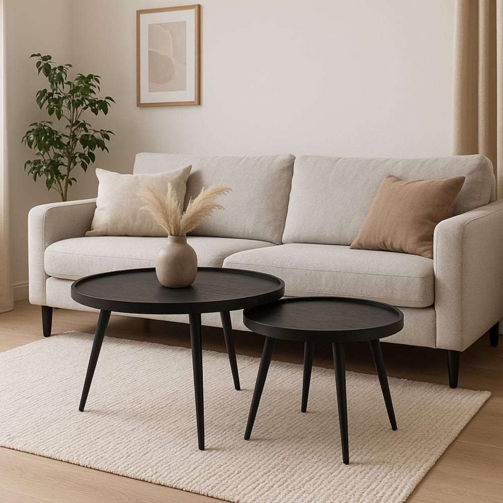 Couchtische Lena, 2er-Set,  Schwarz - Maisons Du Monde