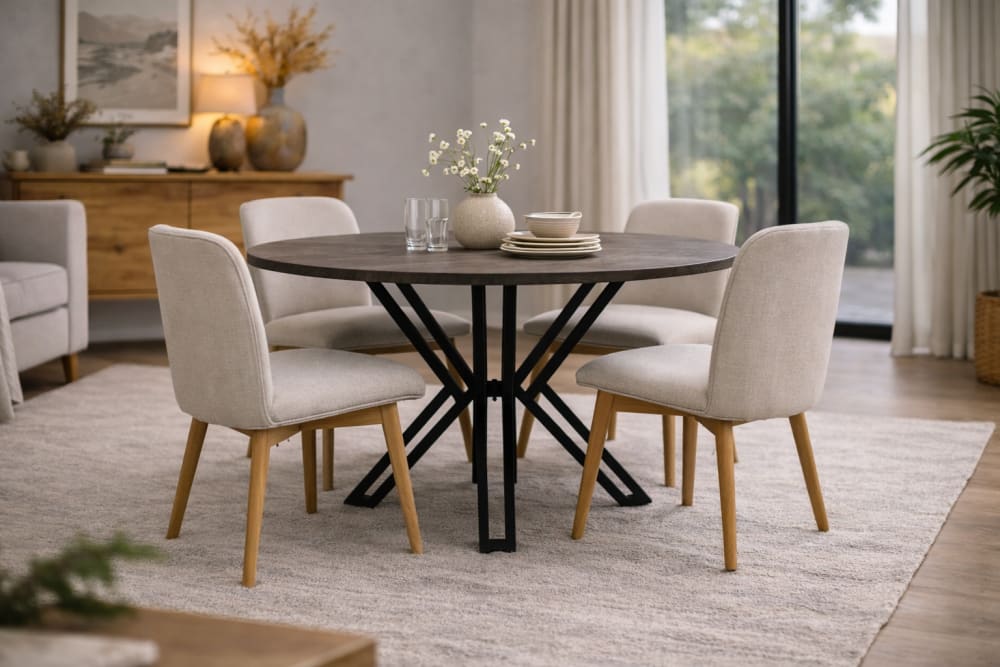 Esstisch Yana aus Mangoholz Ø150cm, Schwarz - Maisons Du Monde