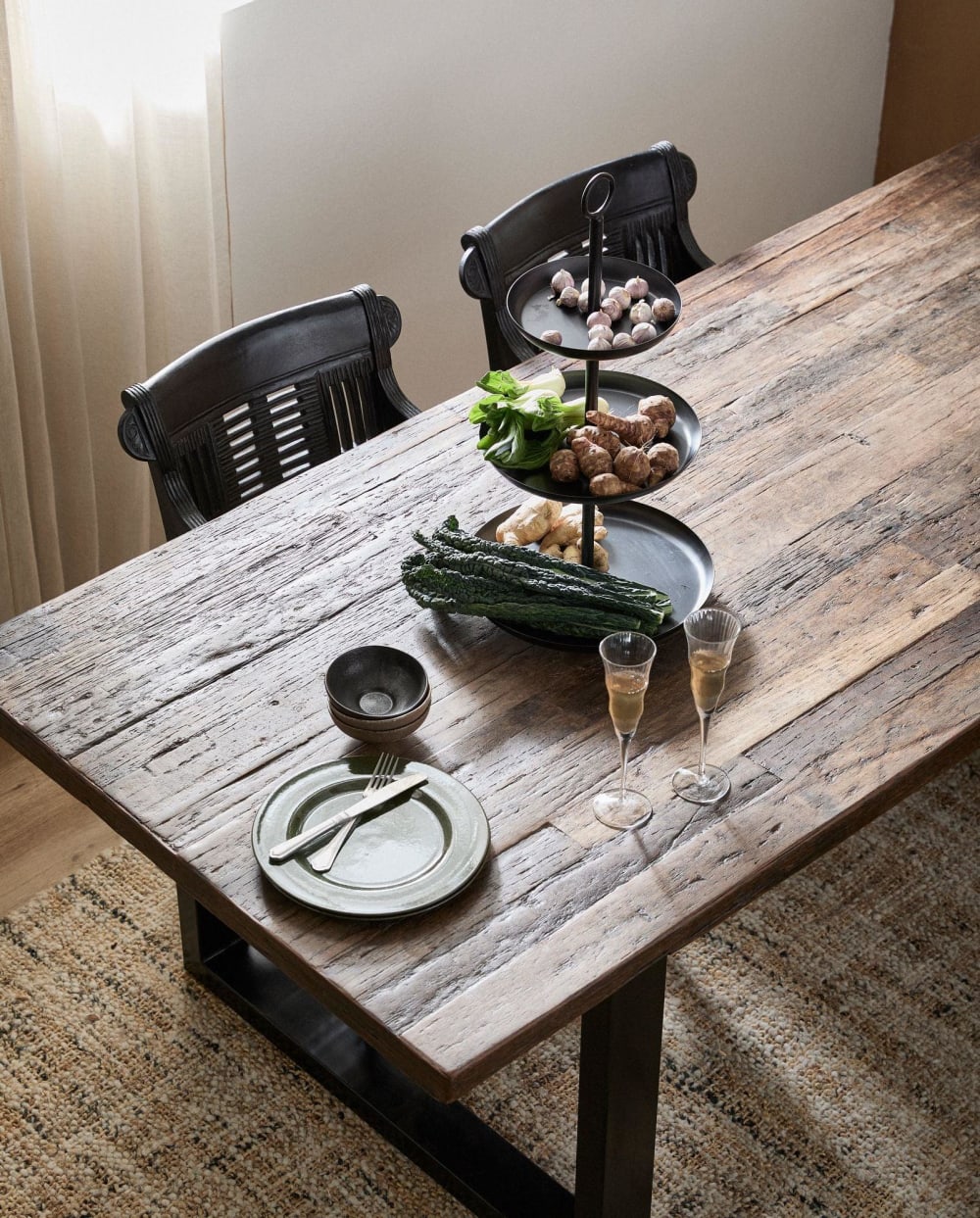 Esstisch VINTAGE 220cm aus recyceltem Holz, natur - Maisons Du