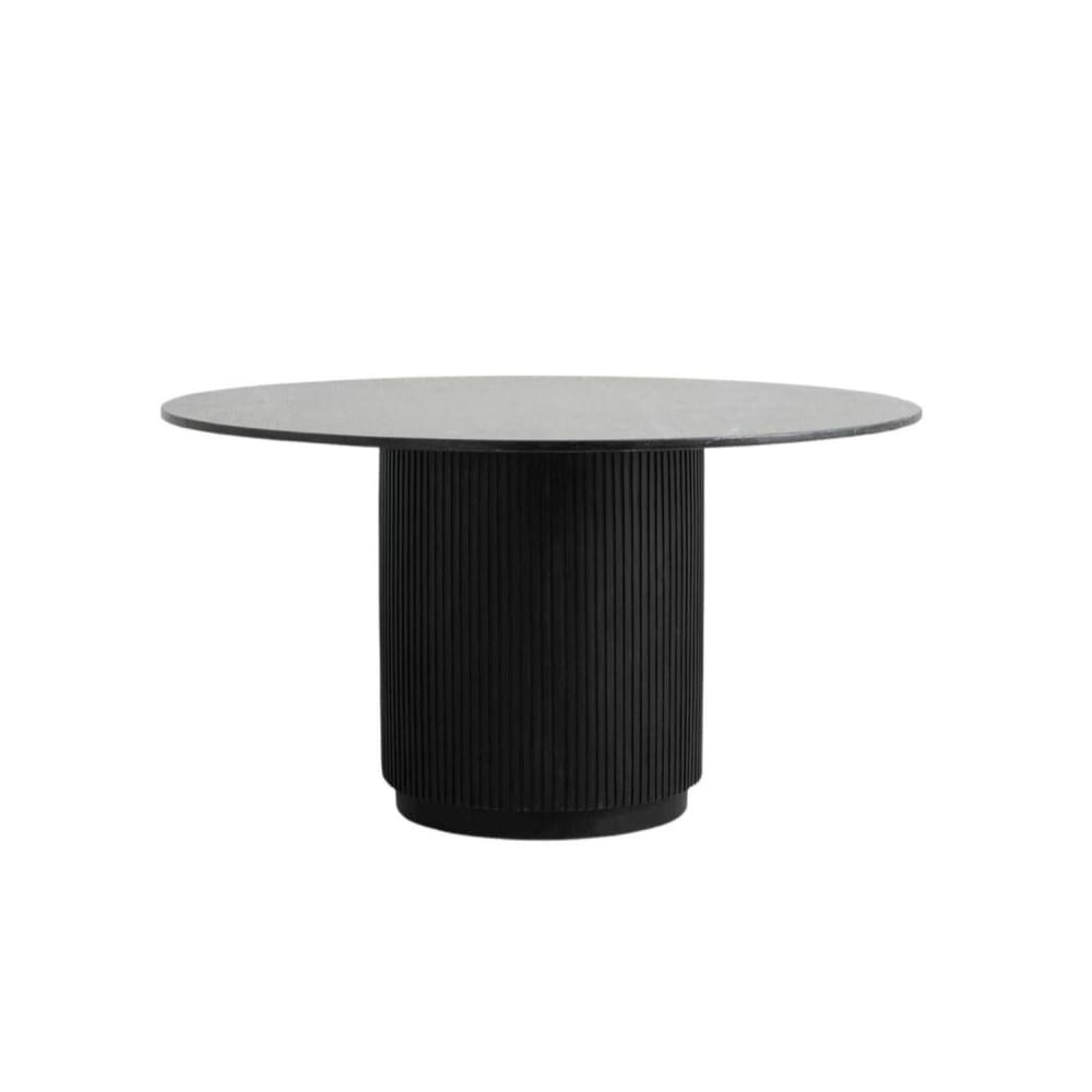 Nordal Esstisch ERIE Ø140cm aus Mangoholz mit Marmorplatte – Schwarz style modern Schwarz