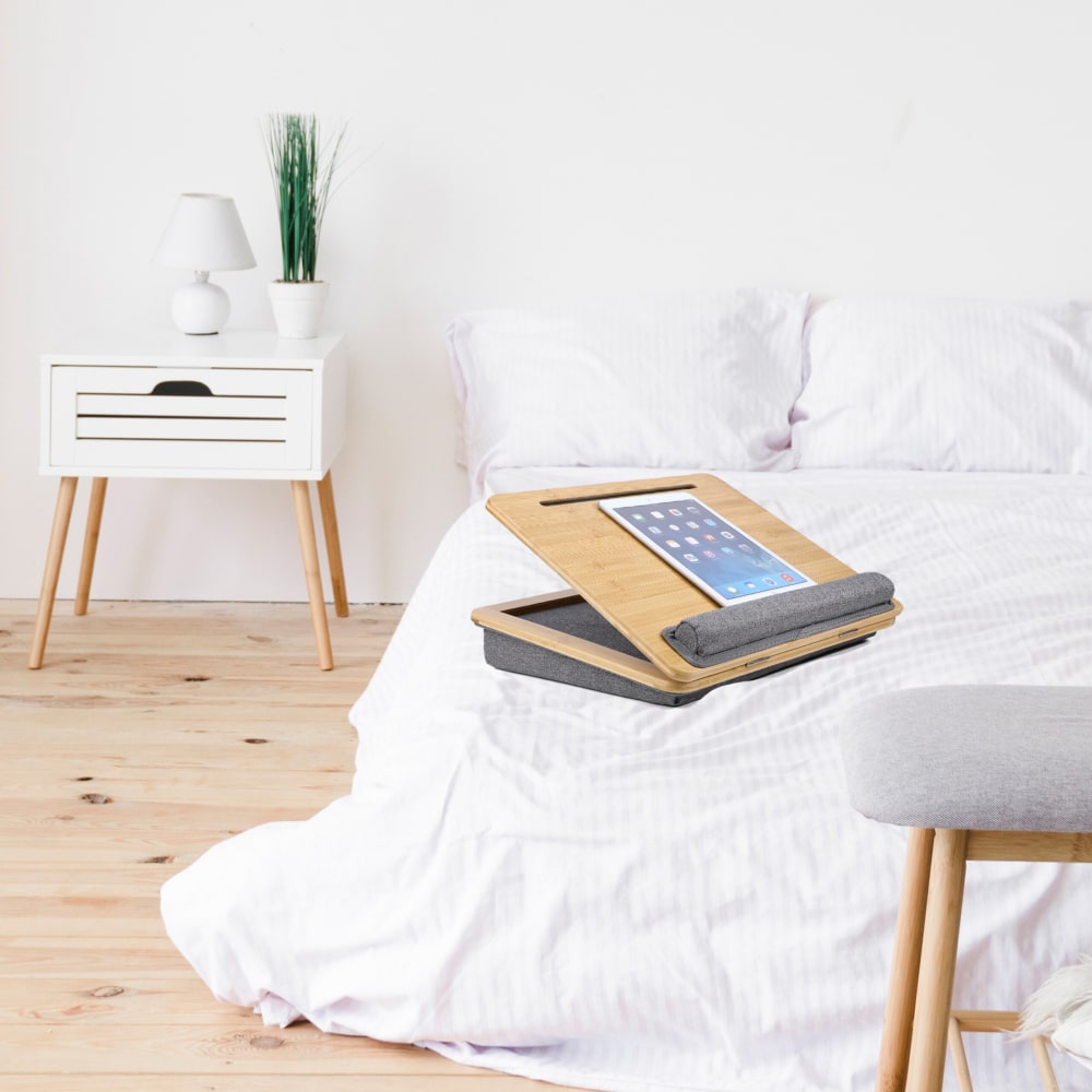 Laptopunterlage aus Bambus, Stoff, Braun/Grau - Maisons Du Monde
