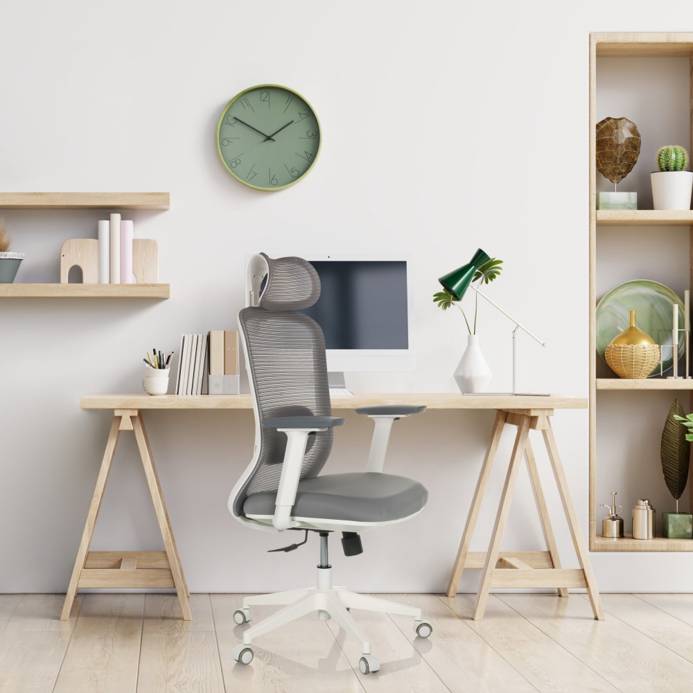 Profi Bürostuhl aus Stoff / Netzstoff, Grau - Maisons Du Monde