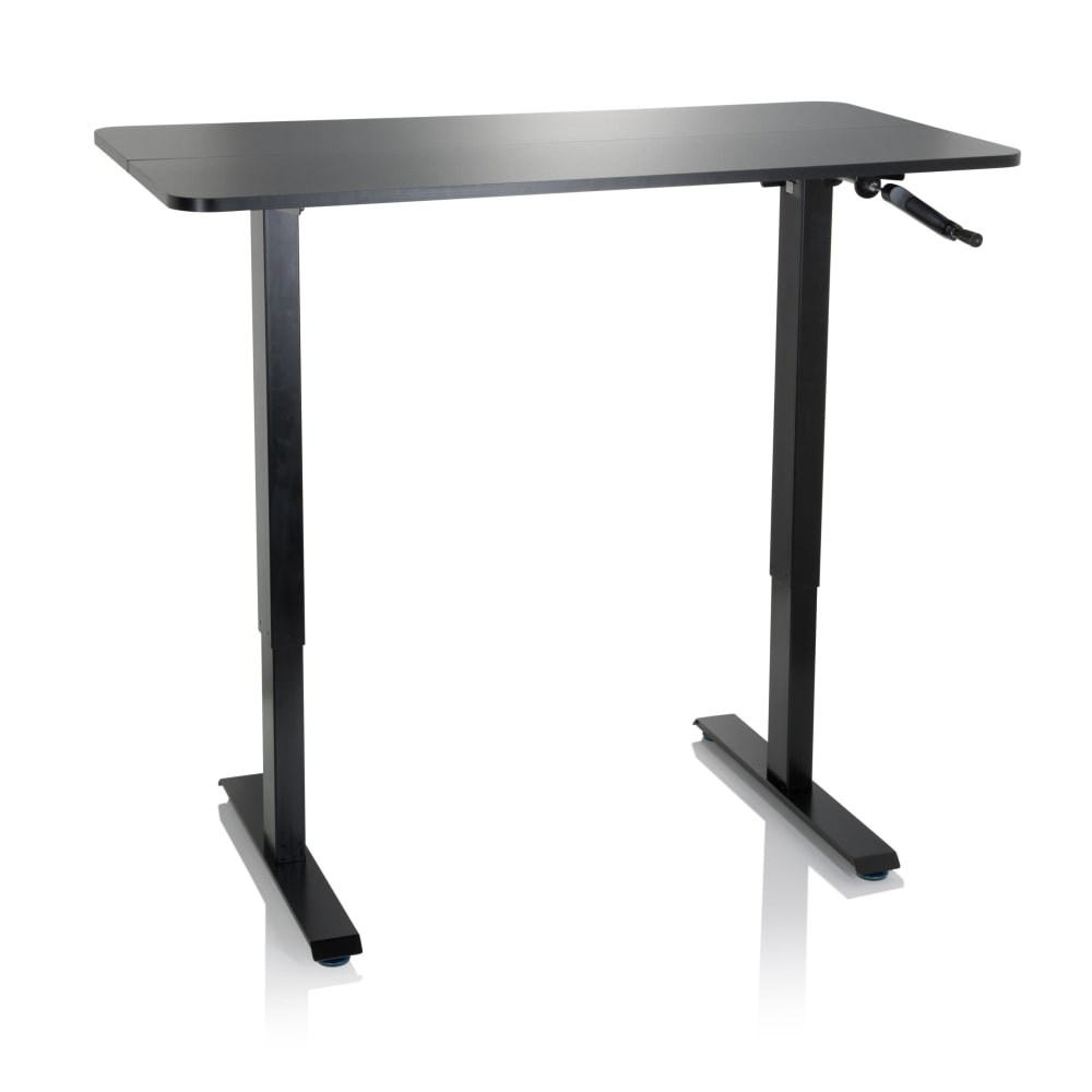 hjh OFFICE Stehschreibtisch aus MDF Platte, Gestell aus Stahl, Schwarz Schwarz Spanplatte