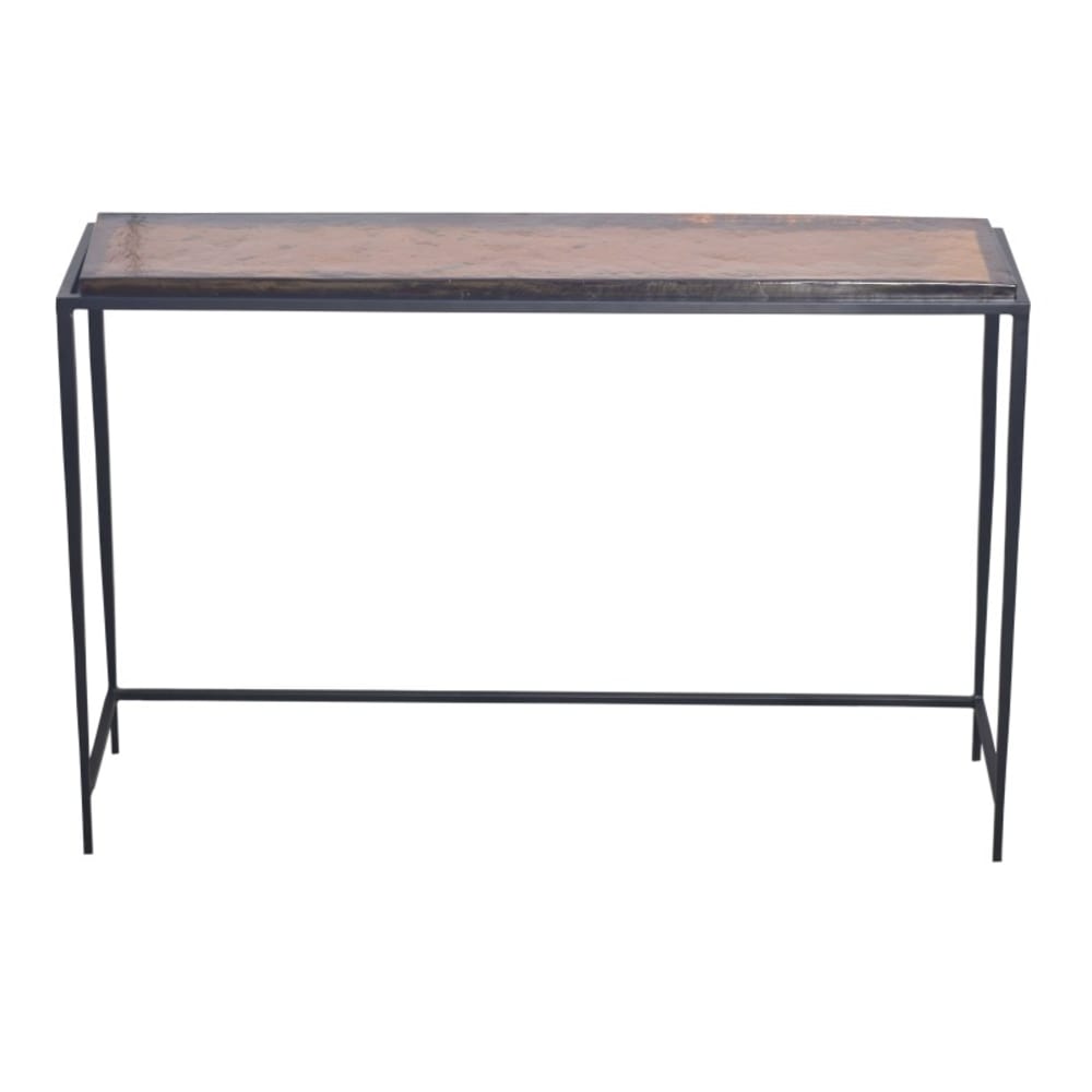 Große Konsole aus Rauchglas und schwarzem Metall L110 cm -