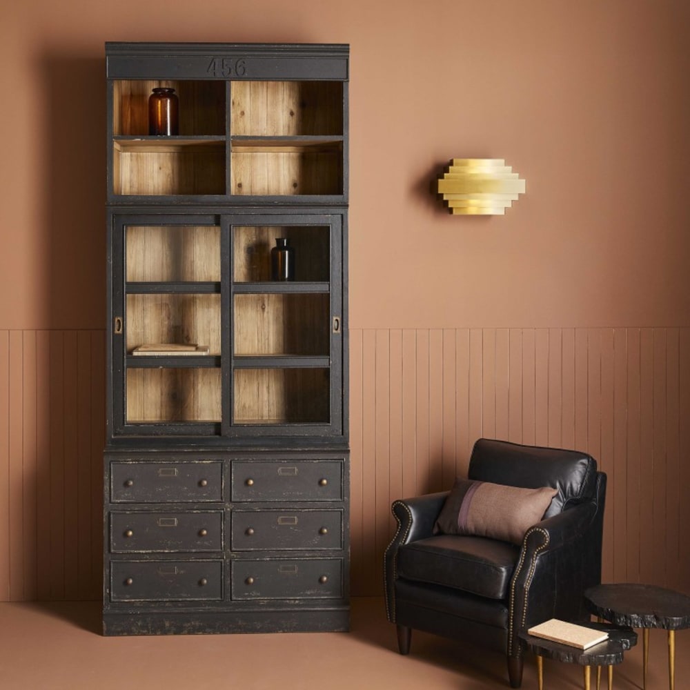 Signature Bücherregal aus Massivkiefer H240 cm style modern Schwarz Holz