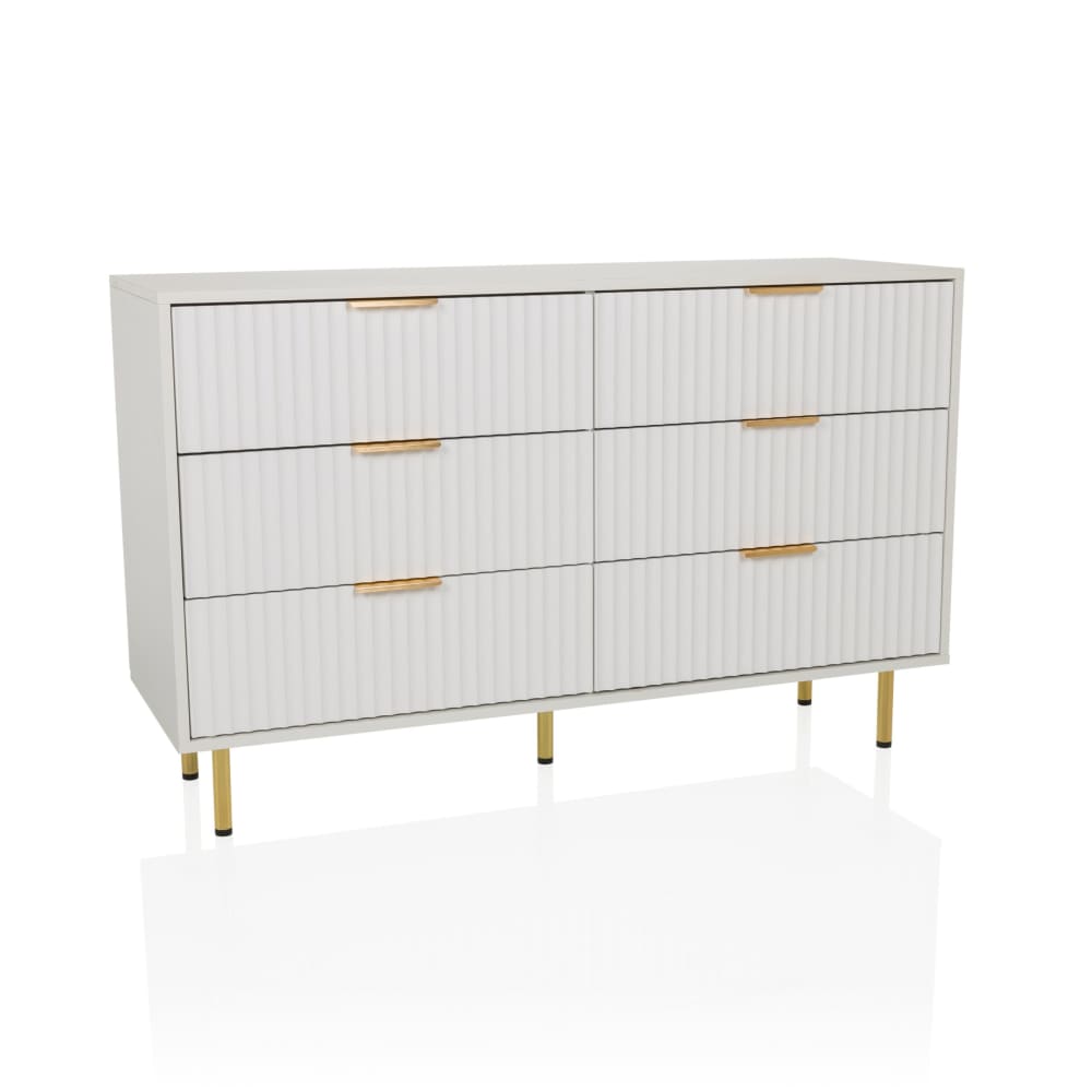 hjh LIVING Sideboard mit 6 Schubladen Weiß style classic chic Weiß Spanplatte