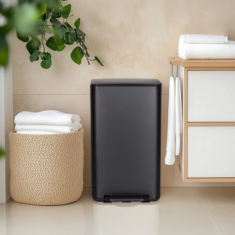 Mülleimer aus Metall, Schwarz matt - Maisons Du Monde