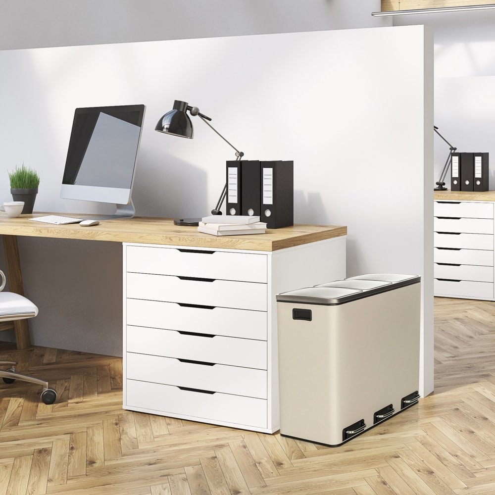Mülleimer aus Stahlblech, Beige - Maisons Du Monde