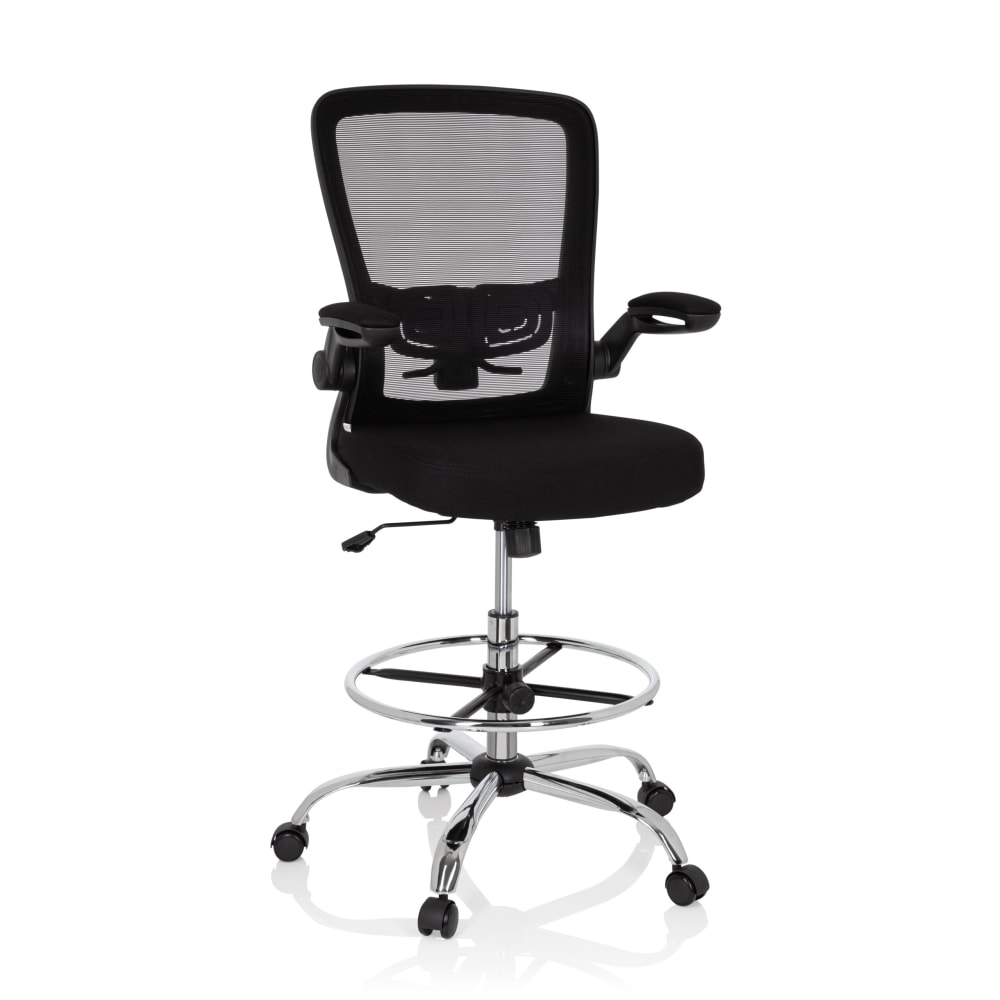 hjh OFFICE Counterstuhl aus Stoff / Netzstoff, Schwarz Schwarz