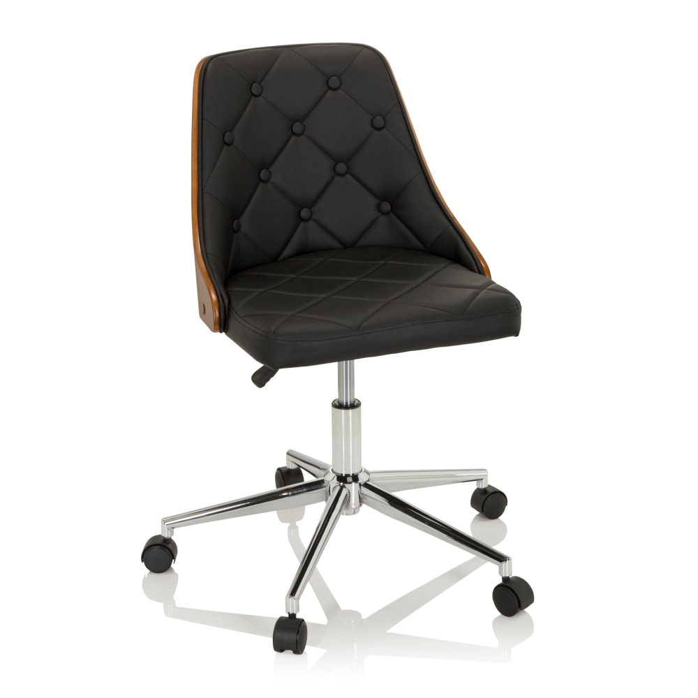 hjh OFFICE Home Office Bürostuhl aus Kunstleder, Schwarz Schwarz Stoff