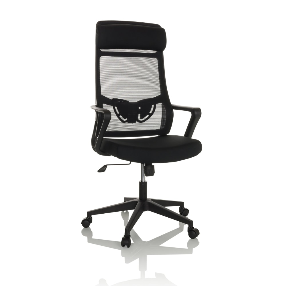 hjh OFFICE Home Office Bürostuhl aus Stoff / Netzstoff, Schwarz Schwarz