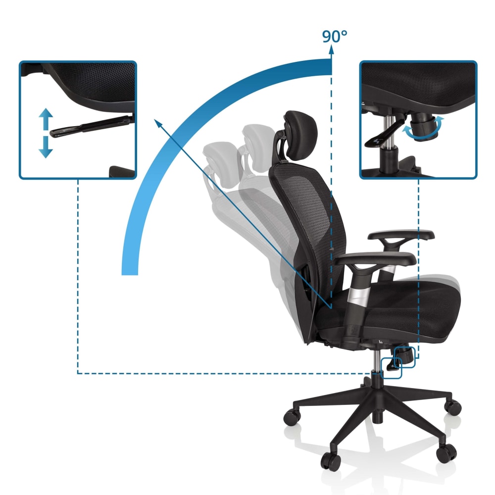 High End Bürostuhl aus Stoff / Netzstoff, Schwarz - Maisons Du