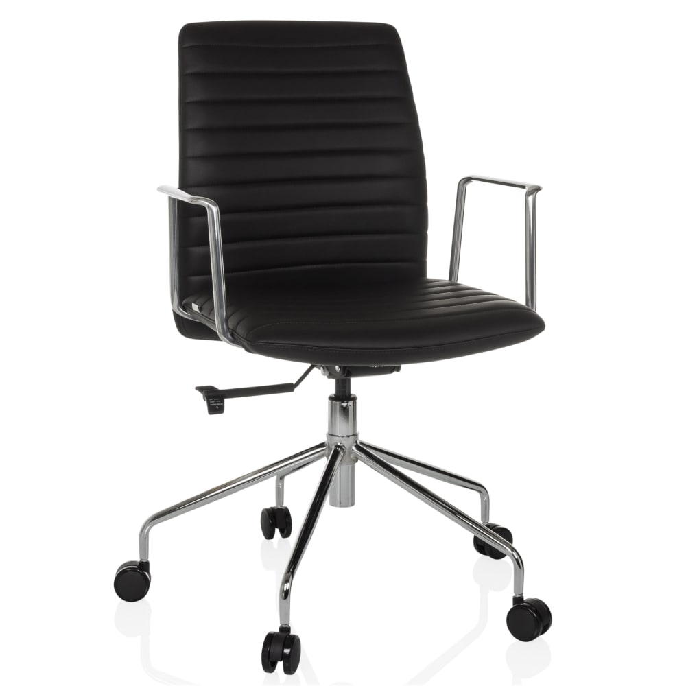 hjh OFFICE Luxus Chefsessel aus Kunstleder, Schwarz Schwarz Stoff