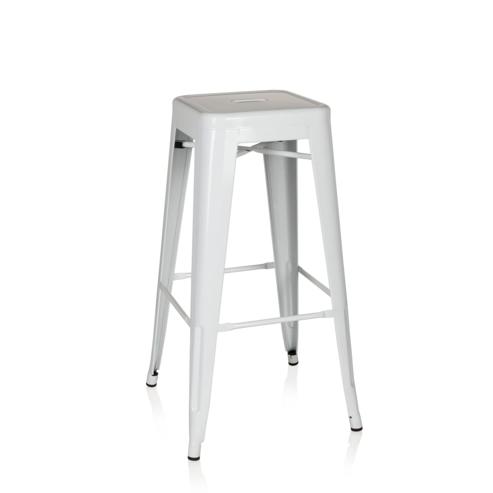 hjh OFFICE Barhocker aus Metall, Weiß Weiß Metall