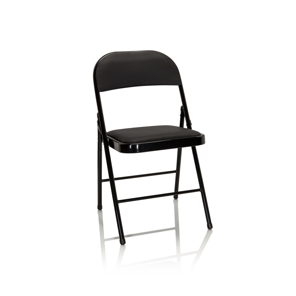 hjh OFFICE Klappstuhl aus Kunstleder, Schwarz Schwarz Stoff