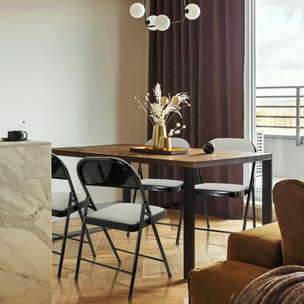 hjh OFFICE Klappstuhl aus Stoff, Weiß Weiß Stoff