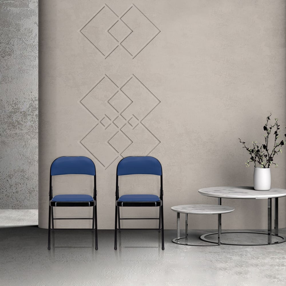 hjh OFFICE Klappstuhl aus Kunstleder, Blau Blau Stoff