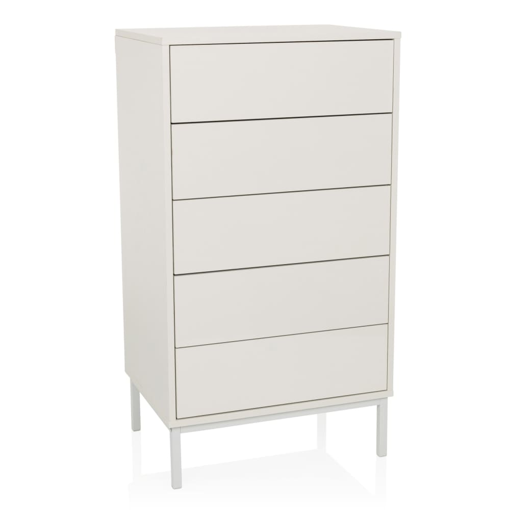 hjh LIVING Kommode mit 5 Schubladen Weiß style modern Weiß Spanplatte
