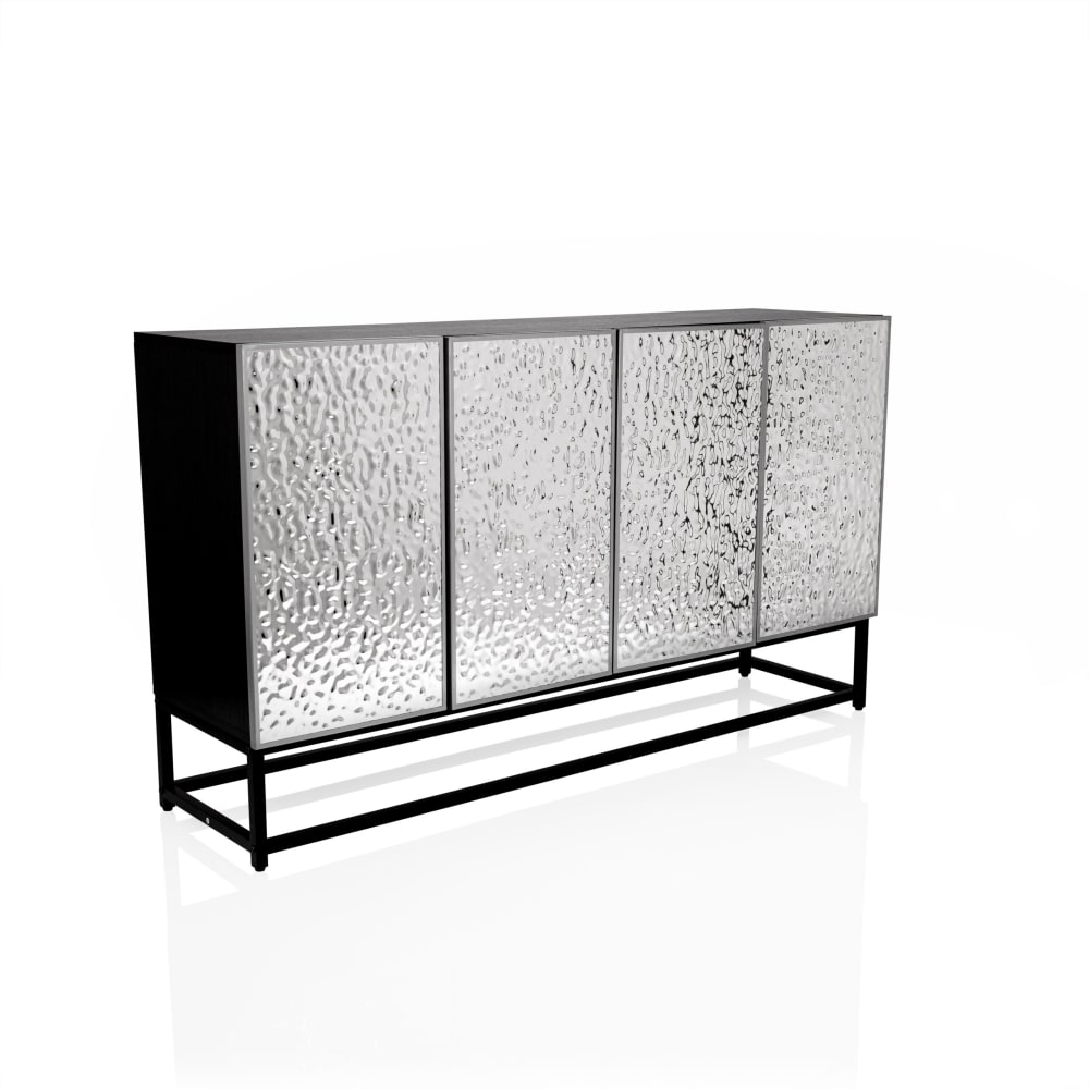 hjh LIVING Kommode aus MDF, laminiert, Schwarz/Silber style modern Schwarz Spanplatte