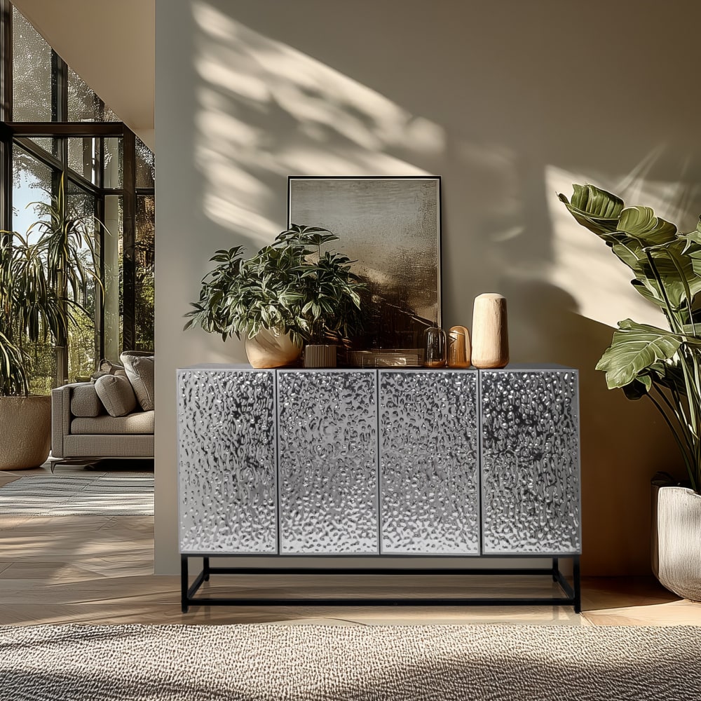 Kommode aus MDF, laminiert, Schwarz/Silber - Maisons Du Monde