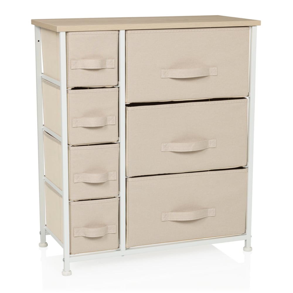 hjh LIVING Kommode mit 7 Schubladen Beige style modern Beige Stoff