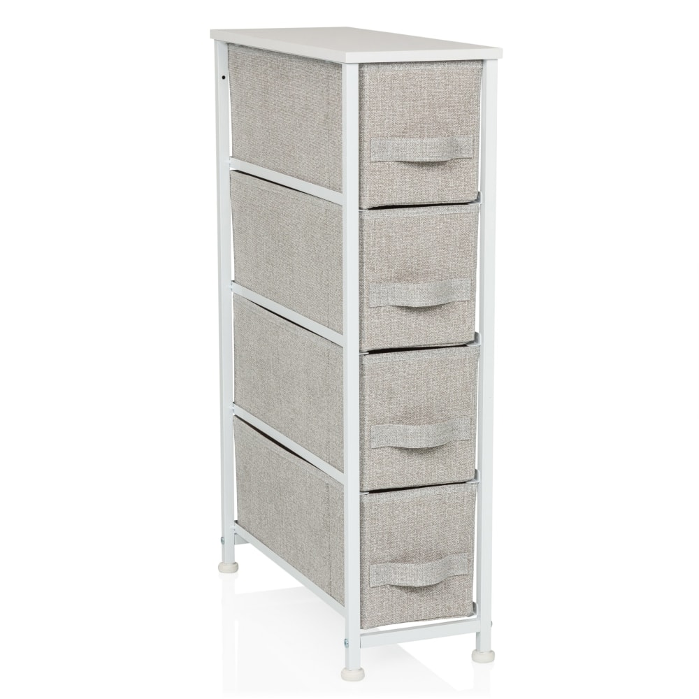 hjh LIVING Kommode mit 4 Schubladen Grau style modern Grau Stoff