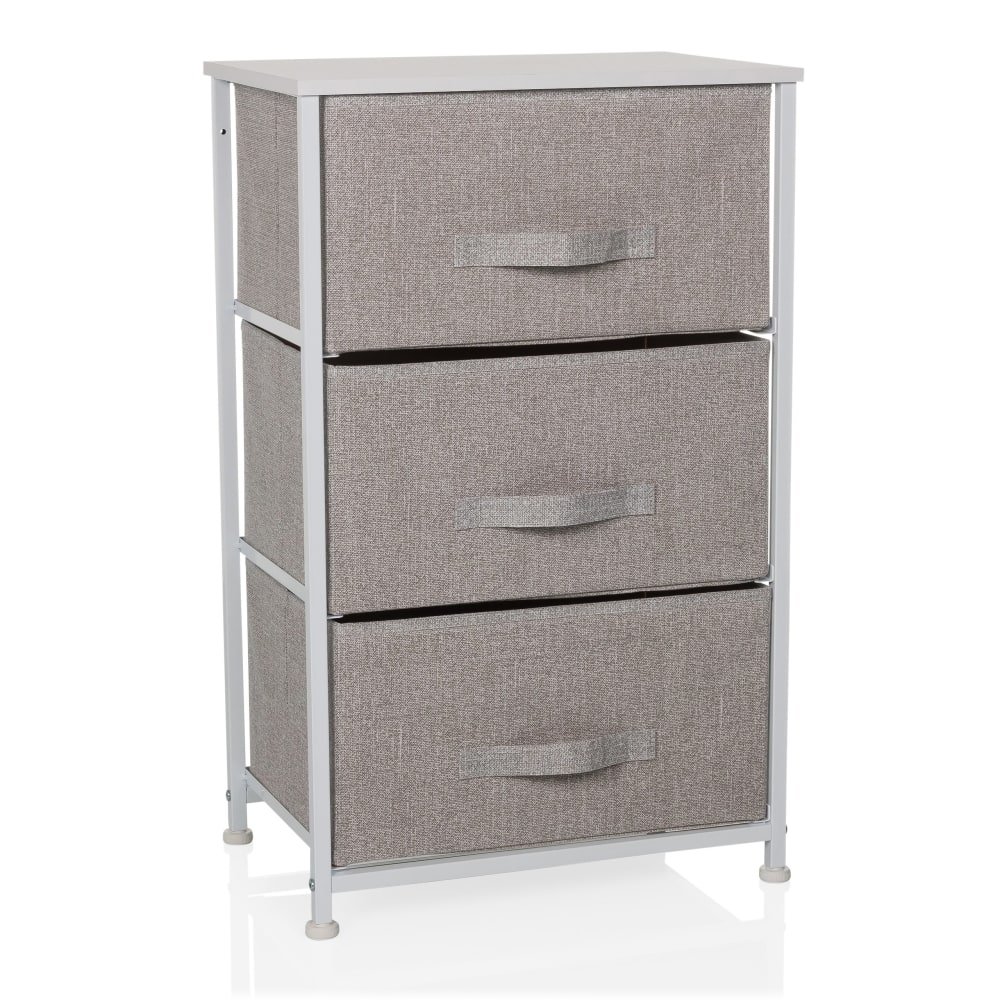 hjh LIVING Kommode mit 3 Schubladen Grau style modern Grau Stoff