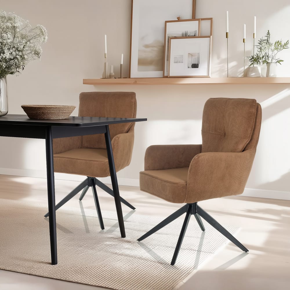 hjh LIVING Polsterstuhl aus Stoff, Braun Braun Stoff
