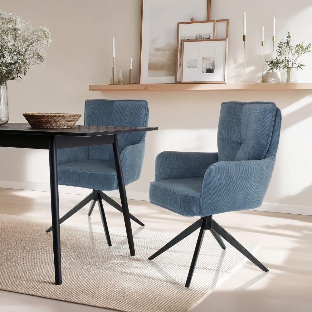hjh LIVING Polsterstuhl aus Stoff, Blau Blau Stoff