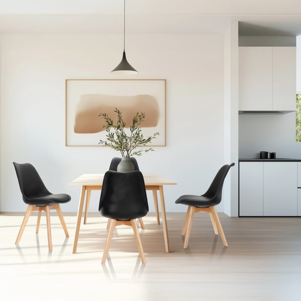 hjh OFFICE Schalenstuhl aus Kunststoff, Schwarz Schwarz Silikon-organosiloxan