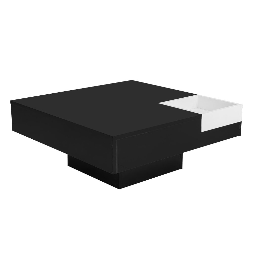 Urban Meuble Couchtisch mit LED, zweifarbiger und quadratischer, Schwarz style modern Schwarz Spanplatte