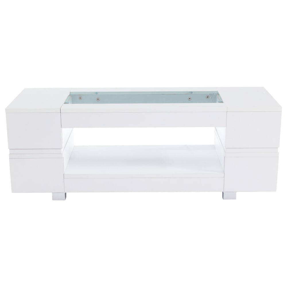 Urban Meuble Couchtisch aus gehärtetem Glas mit LED-Beleuchtung,moderner, Weiß style modern Weiß Spanplatte