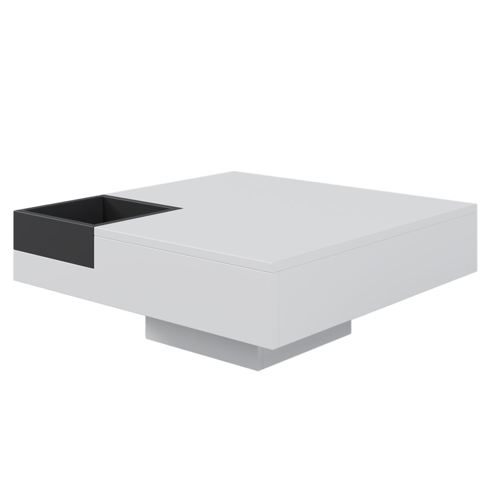 Urban Meuble Couchtisch mit zweifarbige LED und Aufbewahrungsbox, quadratisch, Weiß style modern Weiß Spanplatte
