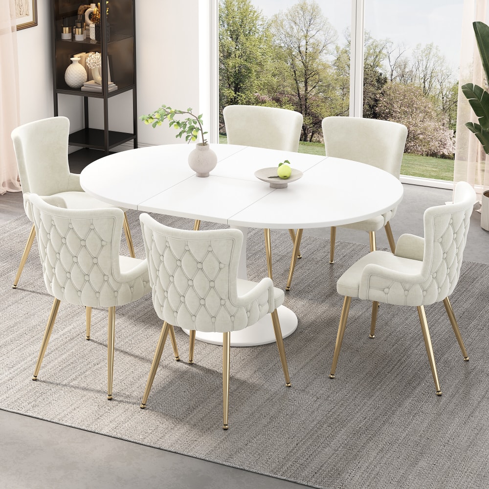 2er-Set Esszimmerstühle aus Samt, Beige - Maisons Du Monde