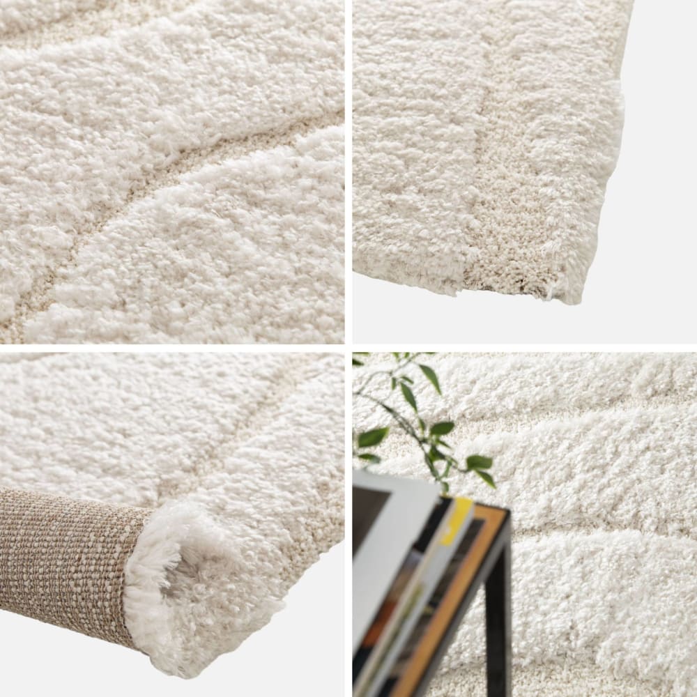 Tapis intérieur shaggy motif avec relief crème 120x170cm — vue 4