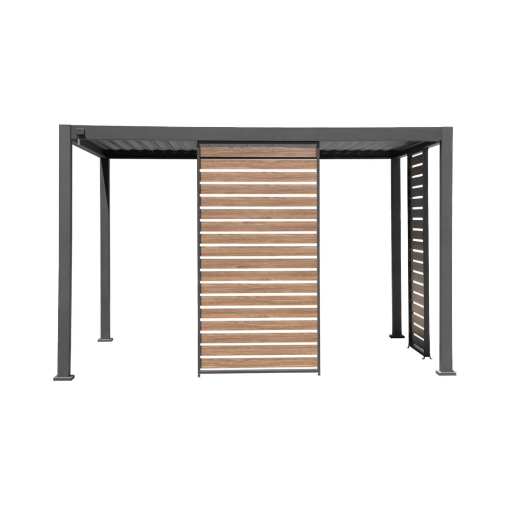 Persienne 130 cm pour pergola aluminium effet bois anthracite