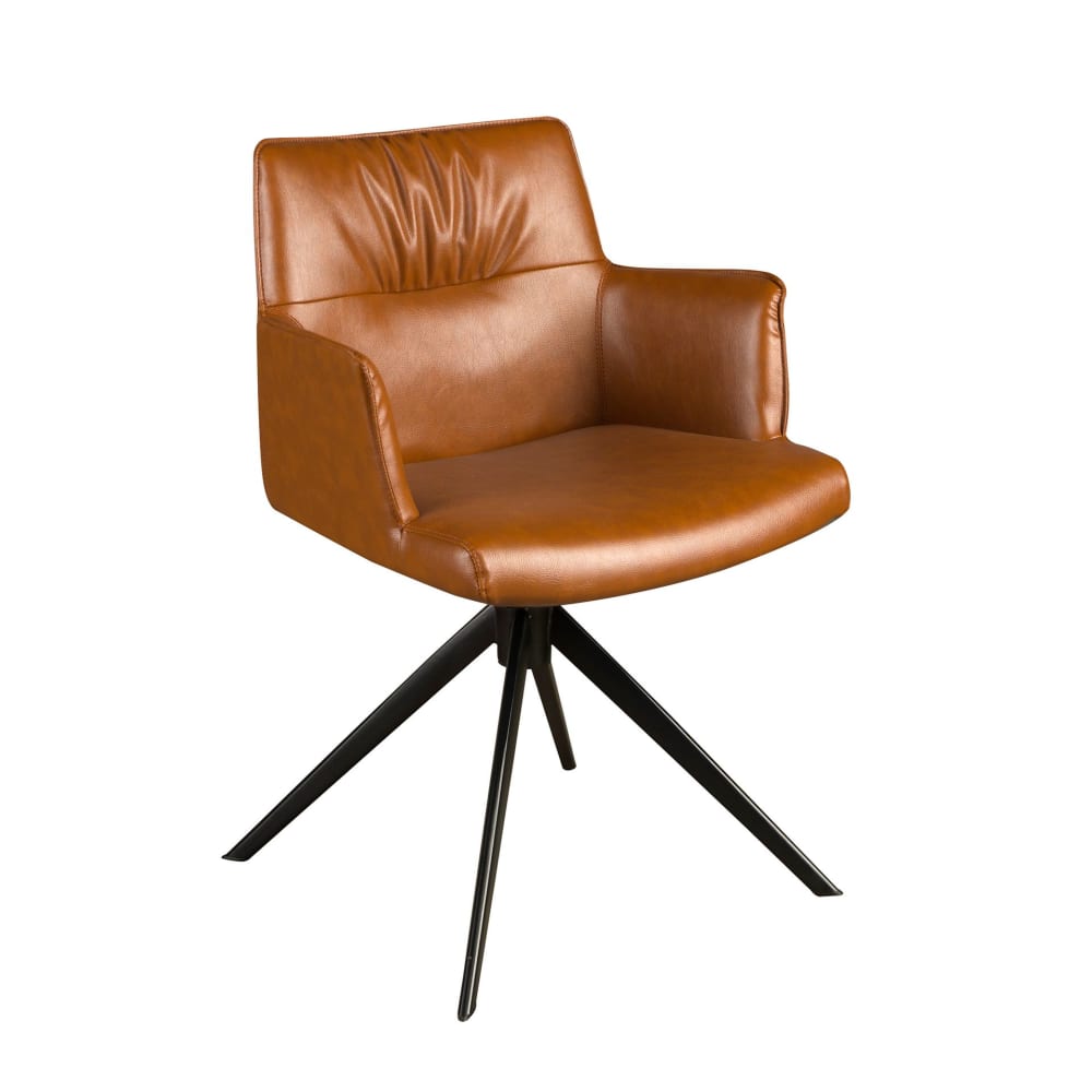 Chaise pivotante en simili-cuir - cognac