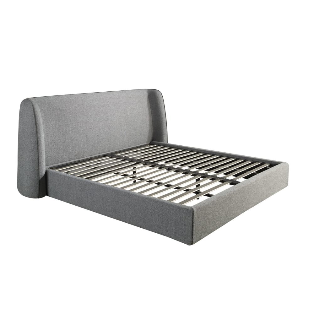 Lit en tissu gris foncé