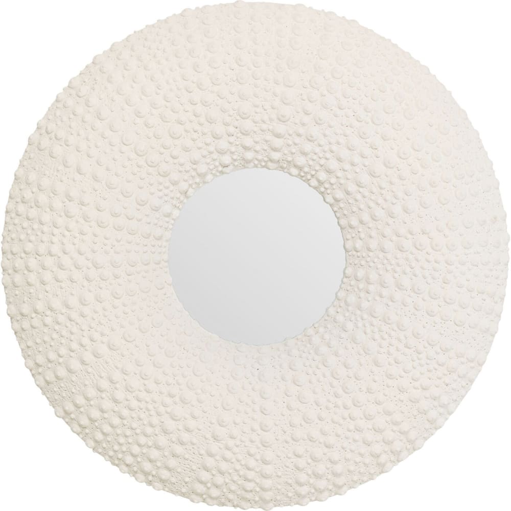 Miroir rond imitation coquillages en polyrésine blanche D110