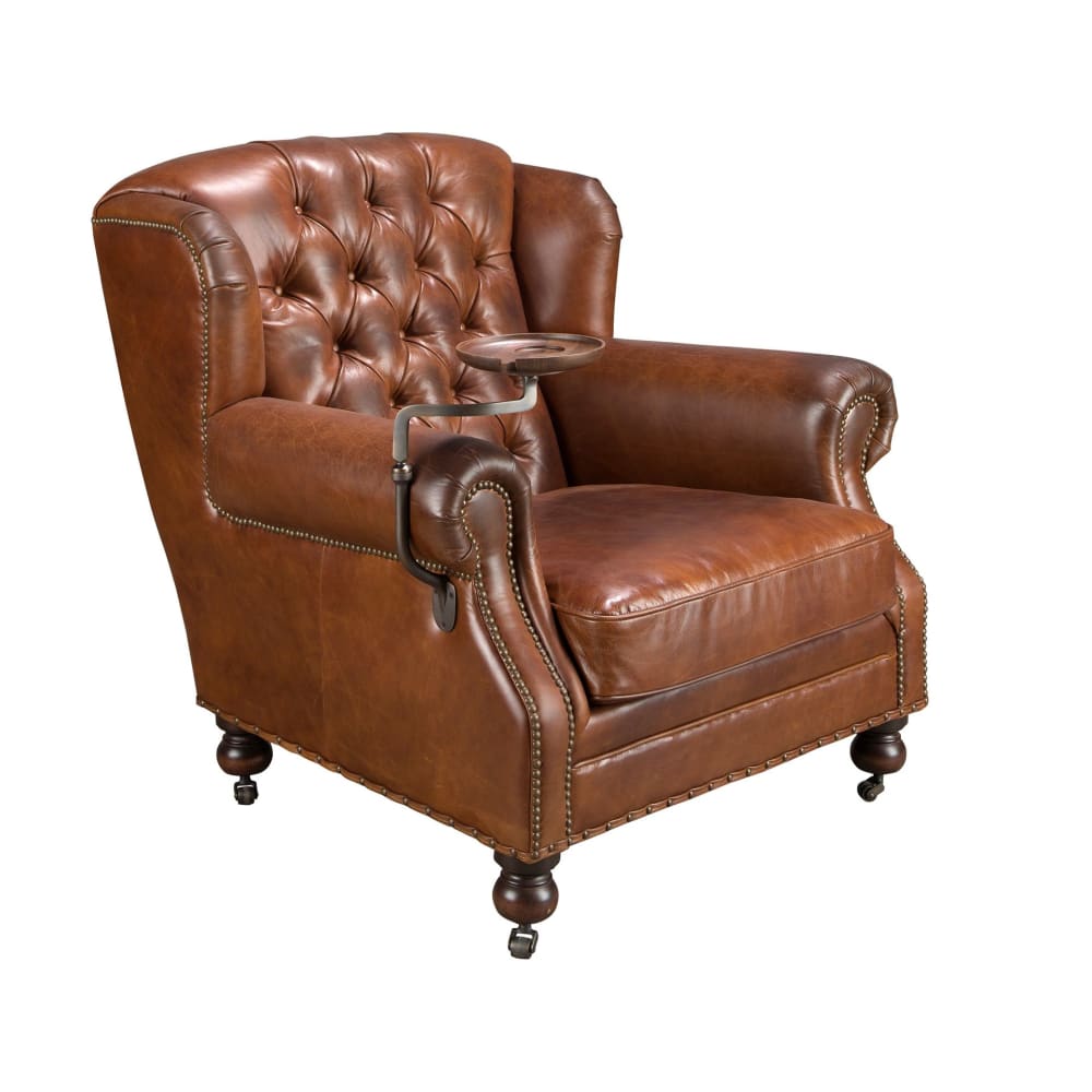Fauteuil chester en cuir - cognac