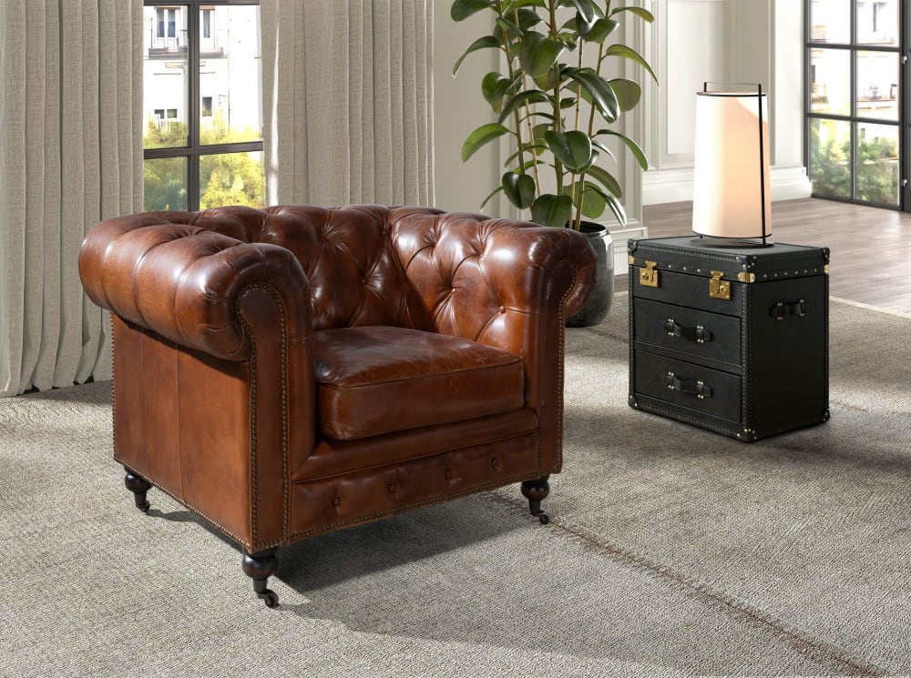 Ledersessel Chester, cognacbraun - Maisons Du Monde