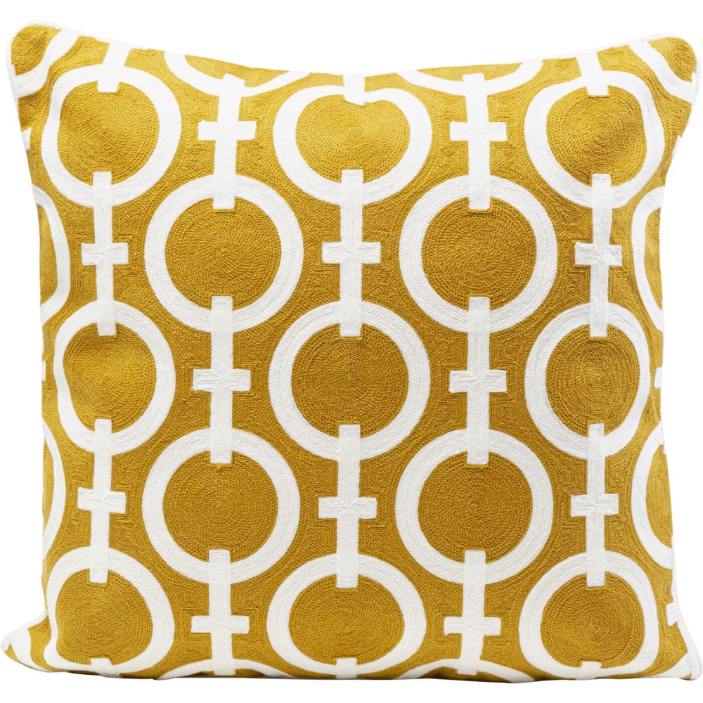 Coussin chaînes en polyester jaune et blanc Coussin chaînes en polyester jaune et blanc