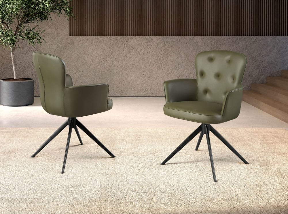 Chaise pivotante en simili-cuir vert foncé